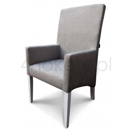  Krzesło / Fotel z podłokietnikami z oparciem gładkim, niepikowanym, profil skośny. 