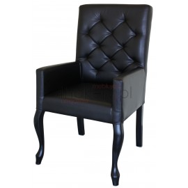 Pireus Black - krzesło / fotel  Ludwik z podłokietnikami, oparcie pikowane w karo, wysokość oparcia 98cm od ziemi